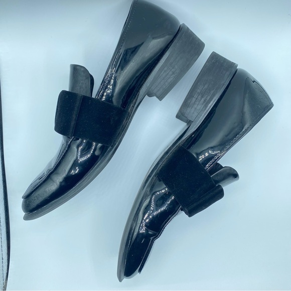 Zara Trafaluc Glossy Black Women’s Loafers with Velvet Bow EU 39 - Picture 2 of 16